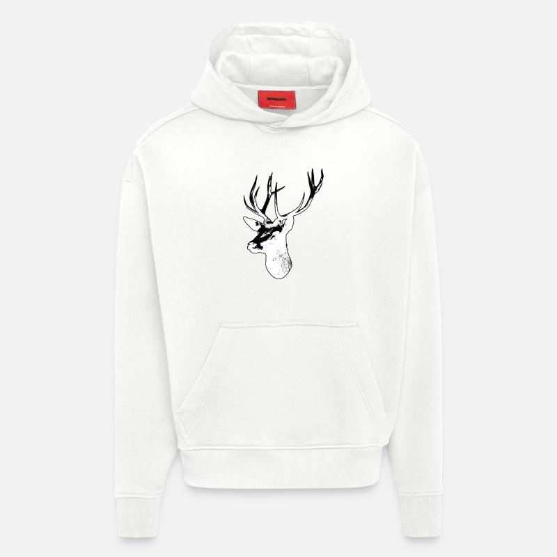 Cerf - Sweat à capuche bio épais oversize fabriqué en UE - OFF WHITE