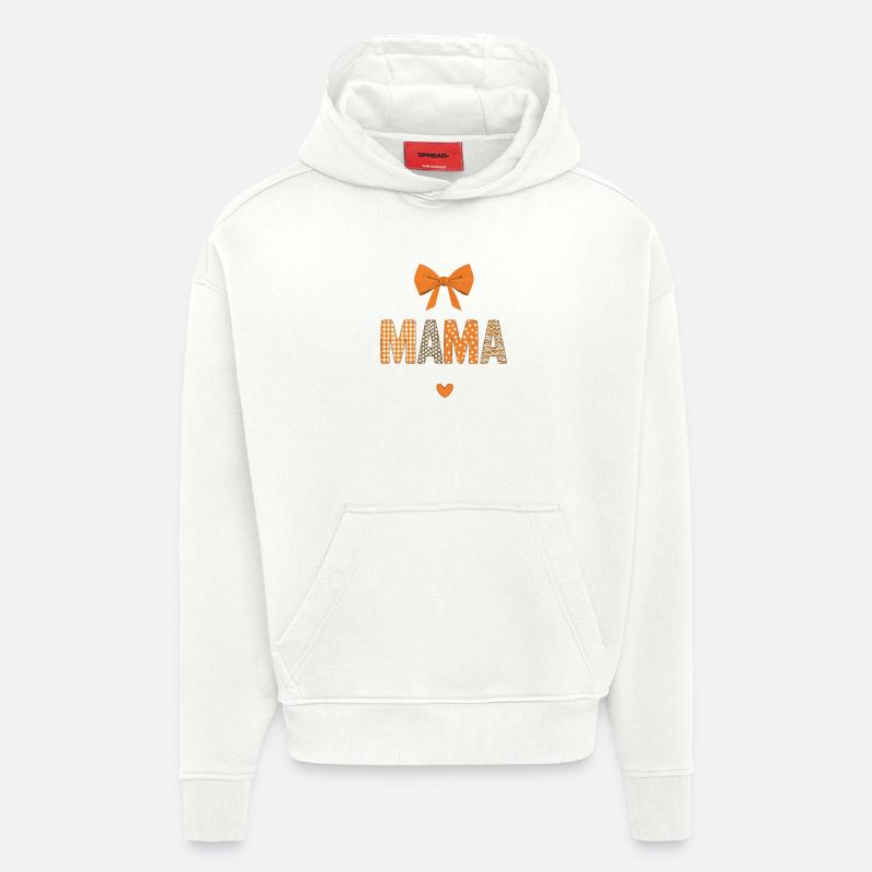 Maman Orange Motifs Patchwork - Sweat à capuche bio épais oversize fabriqué en UE - OFF WHITE
