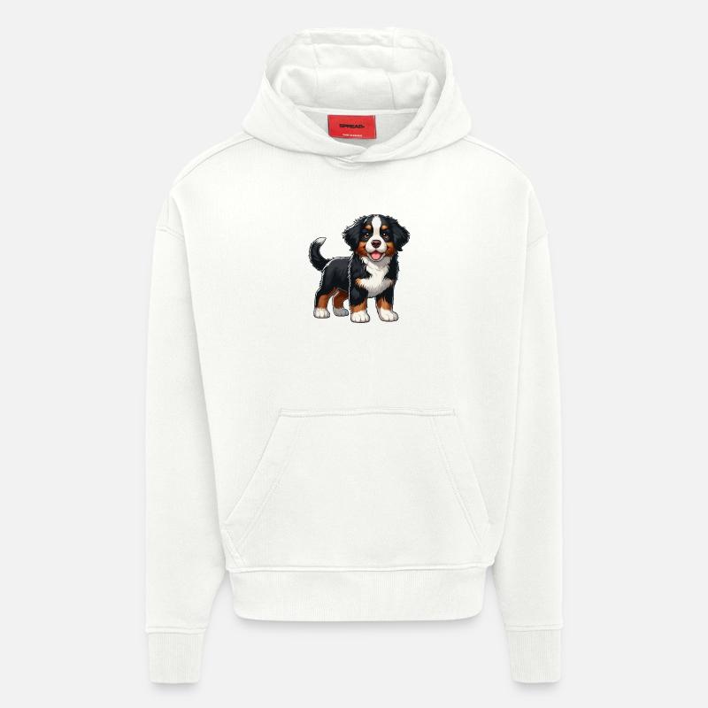 Bouvier Bernois chiot doux - Sweat à capuche bio épais oversize fabriqué en UE - OFF WHITE