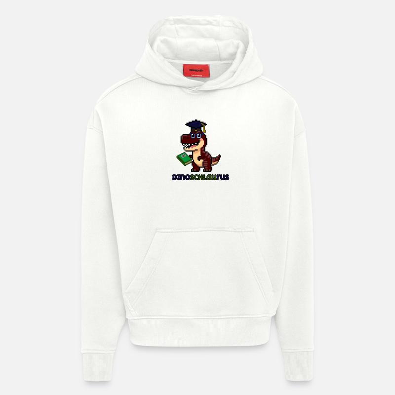 DinoSCHLAUrus - Pixel Art Dinosaurier mit Buch 🦖 - Hoodie- made by SPREAD - OFF WHITE