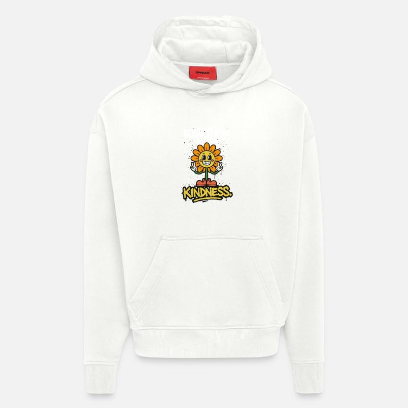 Tuez-les avec gentillesse – souriez simplement - Sweat à capuche bio épais oversize fabriqué en UE - OFF WHITE