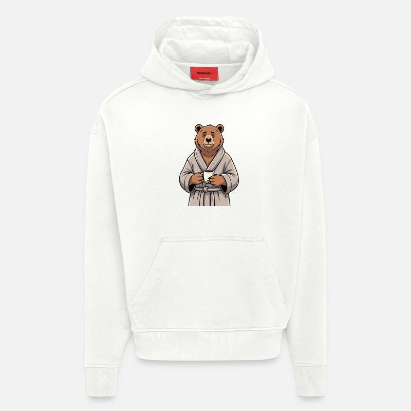 Supporte le café - Sweat à capuche bio épais oversize fabriqué en UE - OFF WHITE