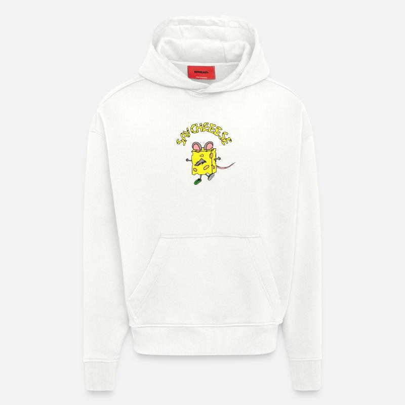 Héros fromage dans le style comic - Sweat à capuche bio épais oversize fabriqué en UE - OFF WHITE