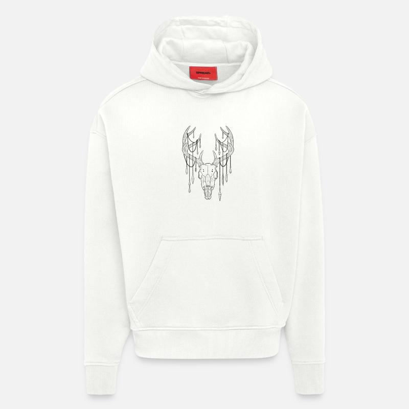 Bois de cerf avec cristaux - Sweat à capuche bio épais oversize fabriqué en UE - OFF WHITE