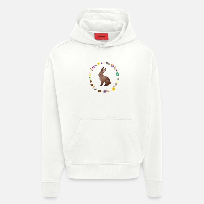Easter bunny in Easter spring wreath - Hoodie- made by SPREAD  - OFF WHITE
