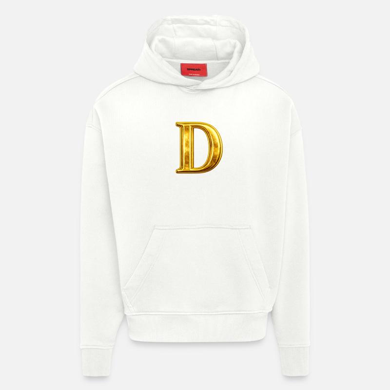 Monogramme en D Or - Sweat à capuche bio épais oversize fabriqué en UE - OFF WHITE