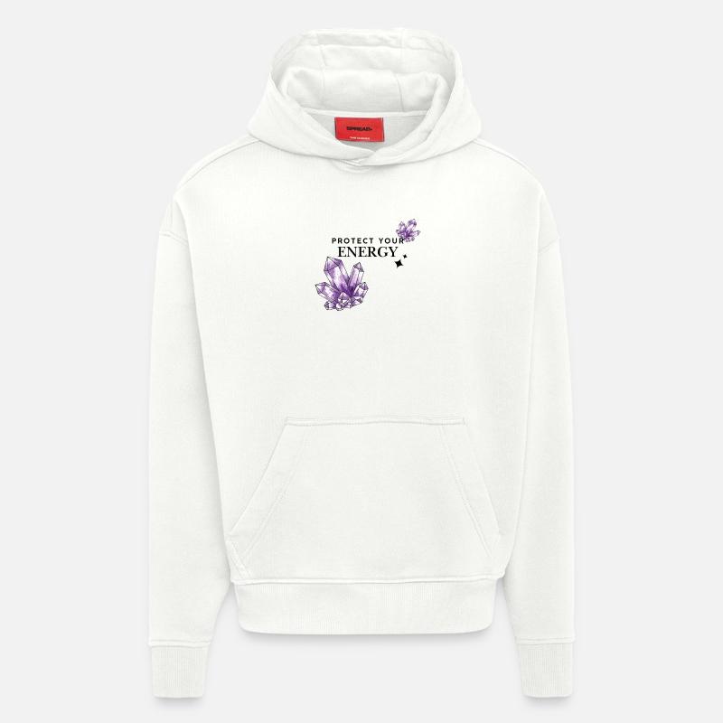 Violette Kristallcluster auf Schwarz - Hoodie- made by SPREAD  - OFF WHITE