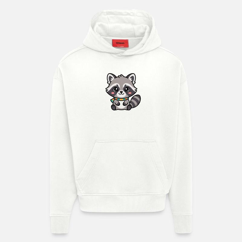 Raton laveur câlin avec écharpe - Sweat à capuche bio épais oversize fabriqué en UE - OFF WHITE
