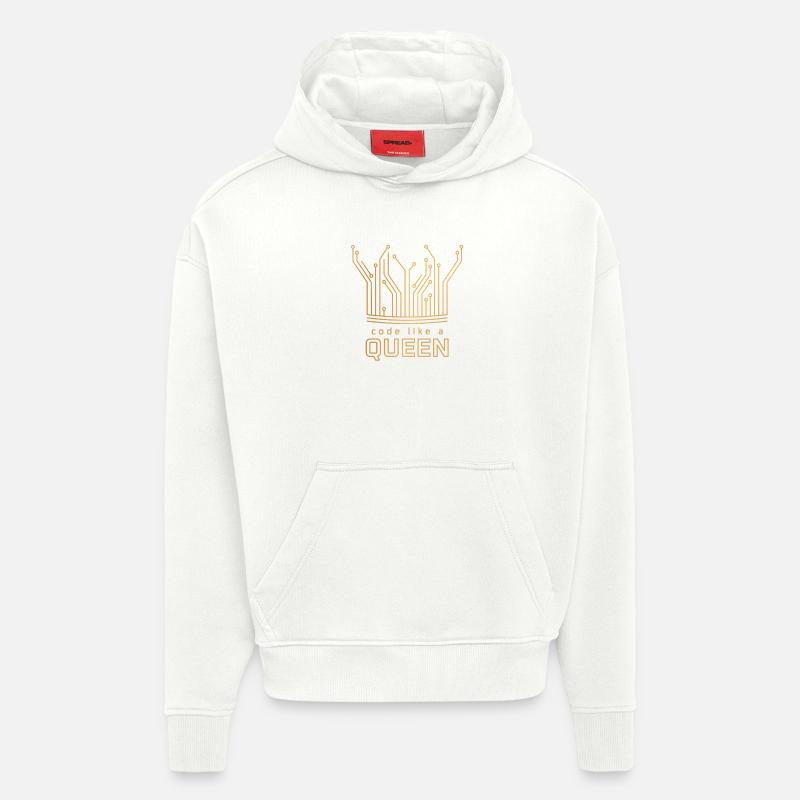 Code comme une reine - Sweat à capuche bio épais oversize fabriqué en UE - OFF WHITE
