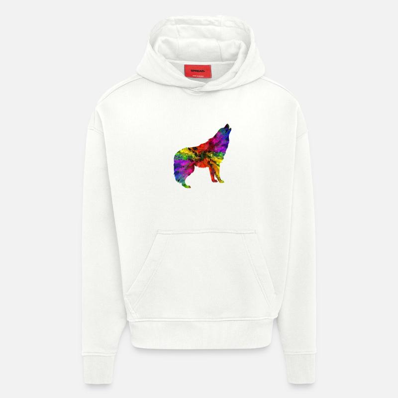 Regenbogen Wolf Edition 2 - Hoodie- made by SPREAD  - OFF WHITE