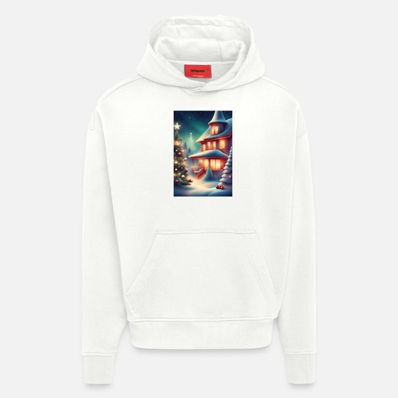 Merveilleuse période de Noël - Sweat à capuche bio épais oversize fabriqué en UE - OFF WHITE