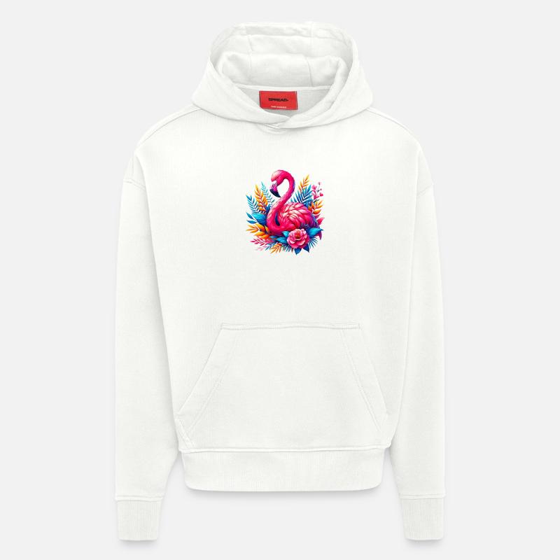 Flamant - Sweat à capuche bio épais oversize fabriqué en UE - OFF WHITE