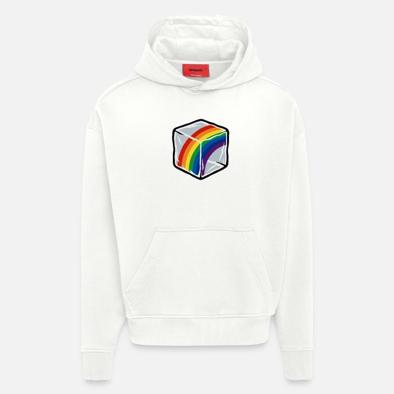 Arc-en-ciel en cube - Sweat à capuche bio épais oversize fabriqué en UE - OFF WHITE