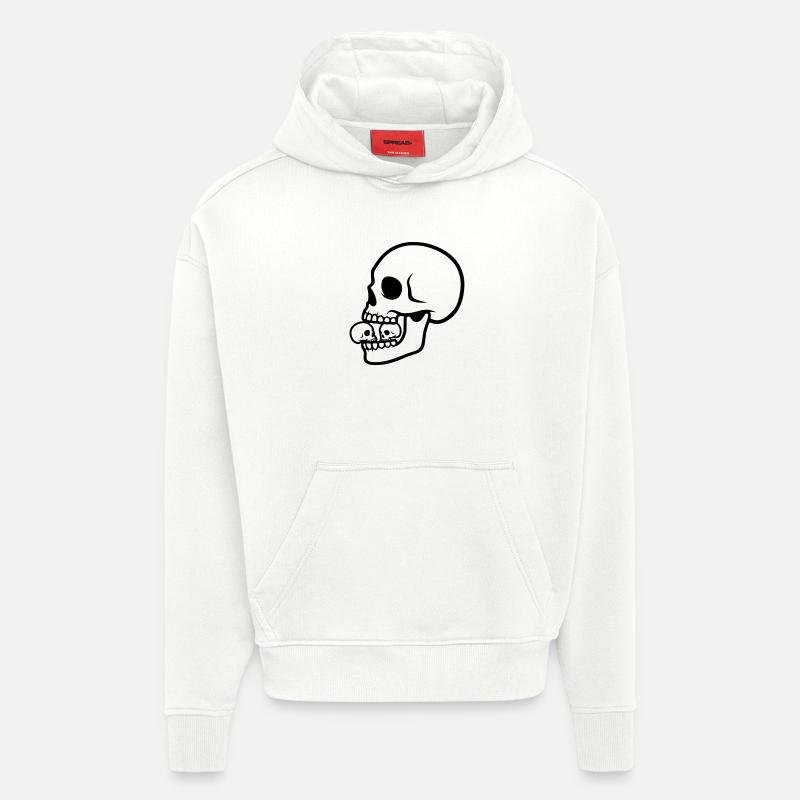 Crâne macabre | Conception d’horreur - Sweat à capuche bio épais oversize fabriqué en UE - OFF WHITE