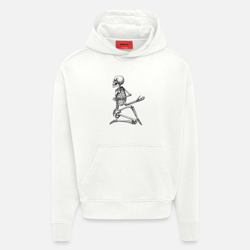 SKELETON DANCER - black & white - Sweat à capuche bio épais oversize fabriqué en UE - OFF WHITE