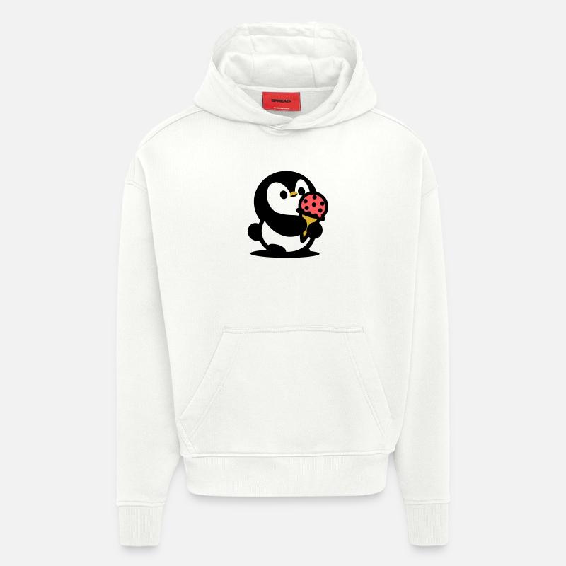 Petit manchot avec de la glace - Sweat à capuche bio épais oversize fabriqué en UE - OFF WHITE