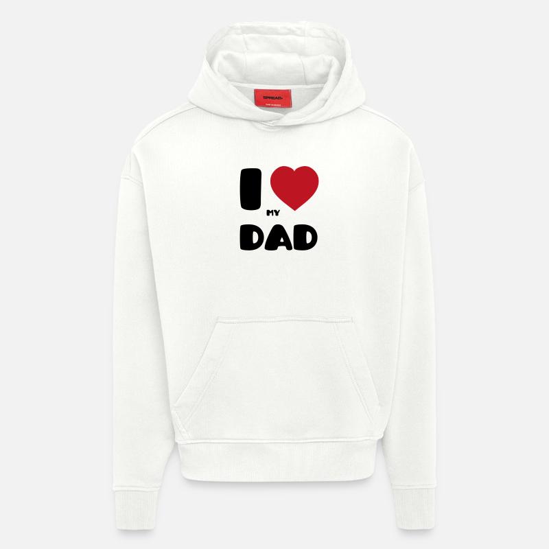 J’aime mon papa - Sweat à capuche bio épais oversize fabriqué en UE - OFF WHITE