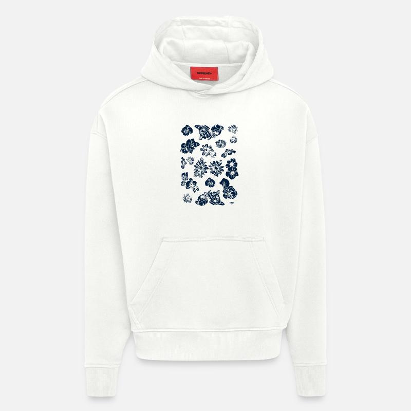 fleurs - Sweat à capuche bio épais oversize fabriqué en UE - OFF WHITE