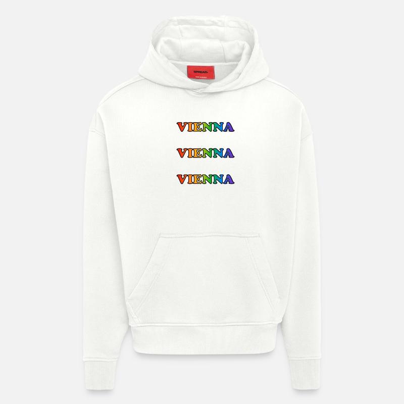 Vienna Rainbow Repeats - Sweat à capuche bio épais oversize fabriqué en UE - OFF WHITE