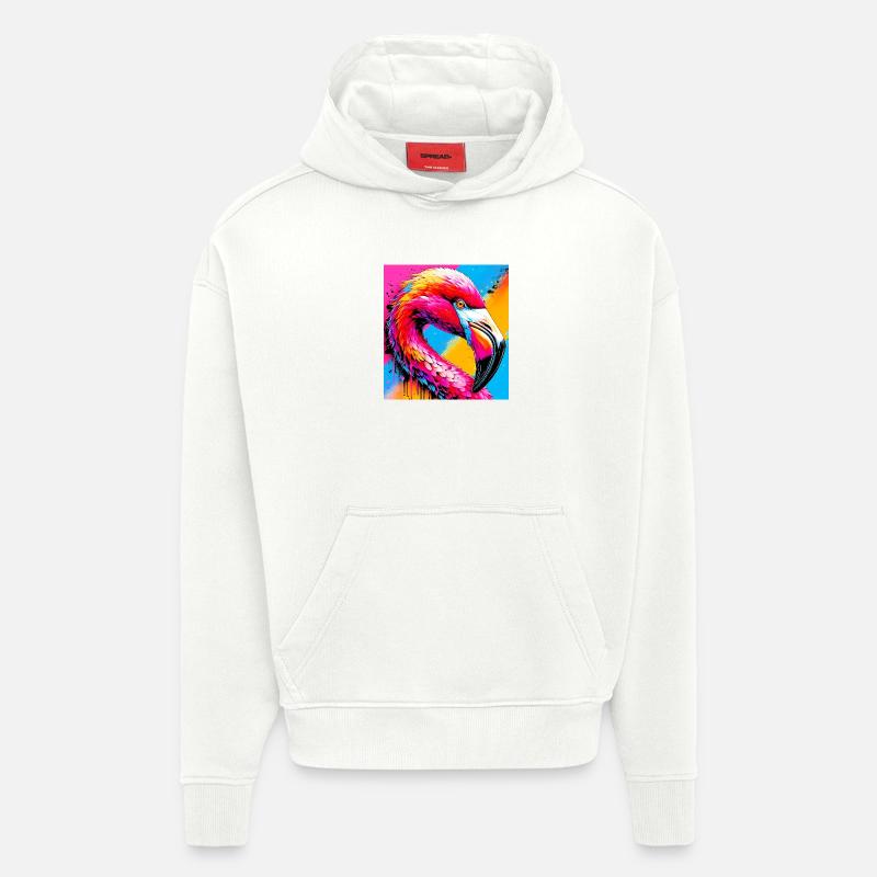 Flamant - Sweat à capuche bio épais oversize fabriqué en UE - OFF WHITE