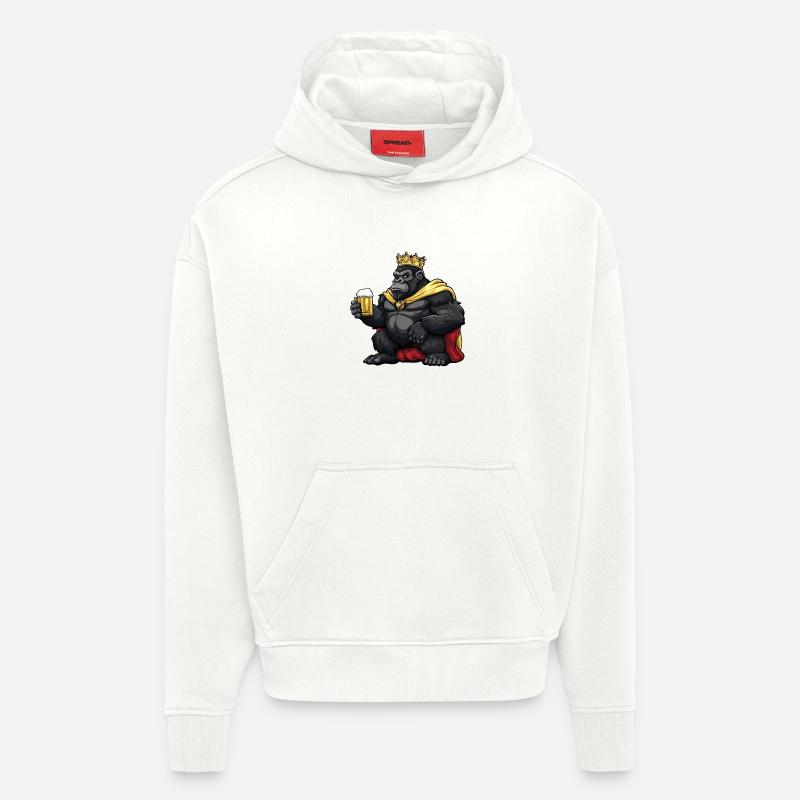 Gorilla Beer Funny - Sweat à capuche bio épais oversize fabriqué en UE - OFF WHITE
