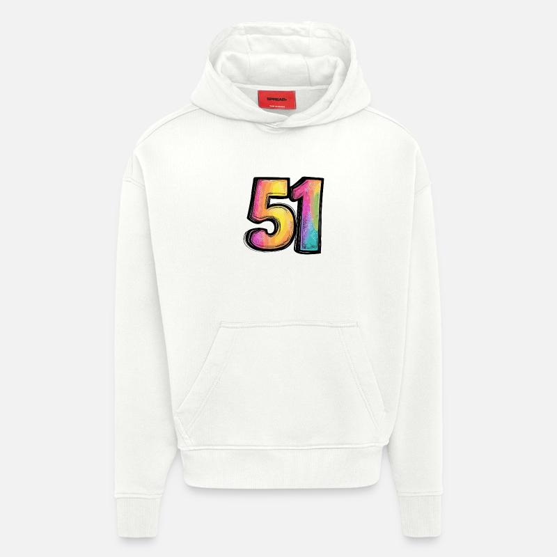 51 Symbole numérique - Sweat à capuche bio épais oversize fabriqué en UE - OFF WHITE
