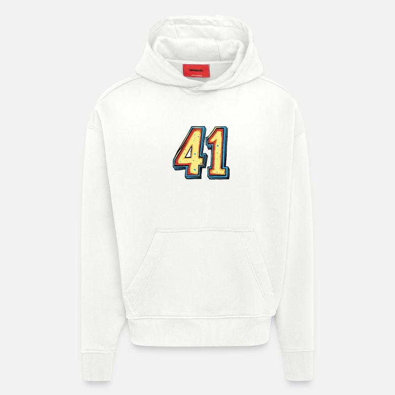 41 Symbole numérique - Sweat à capuche bio épais oversize fabriqué en UE - OFF WHITE