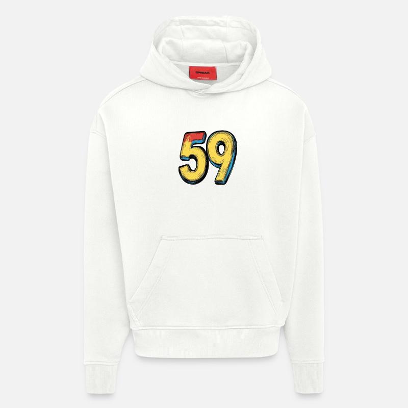 59 Symbole numérique - Sweat à capuche bio épais oversize fabriqué en UE - OFF WHITE