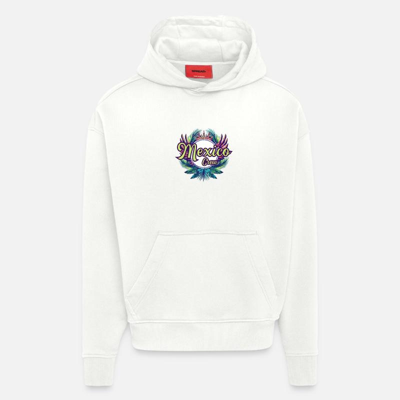 Vacances Mexique Crew - Sweat à capuche bio épais oversize fabriqué en UE - OFF WHITE