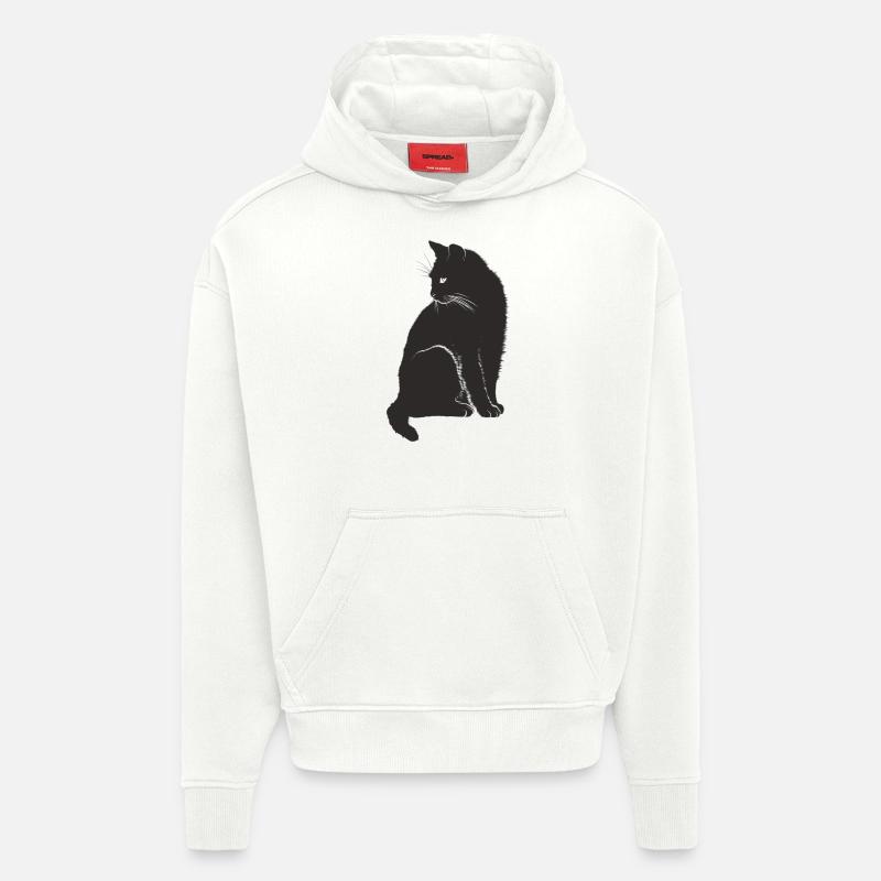 chat - Sweat à capuche bio épais oversize fabriqué en UE - OFF WHITE