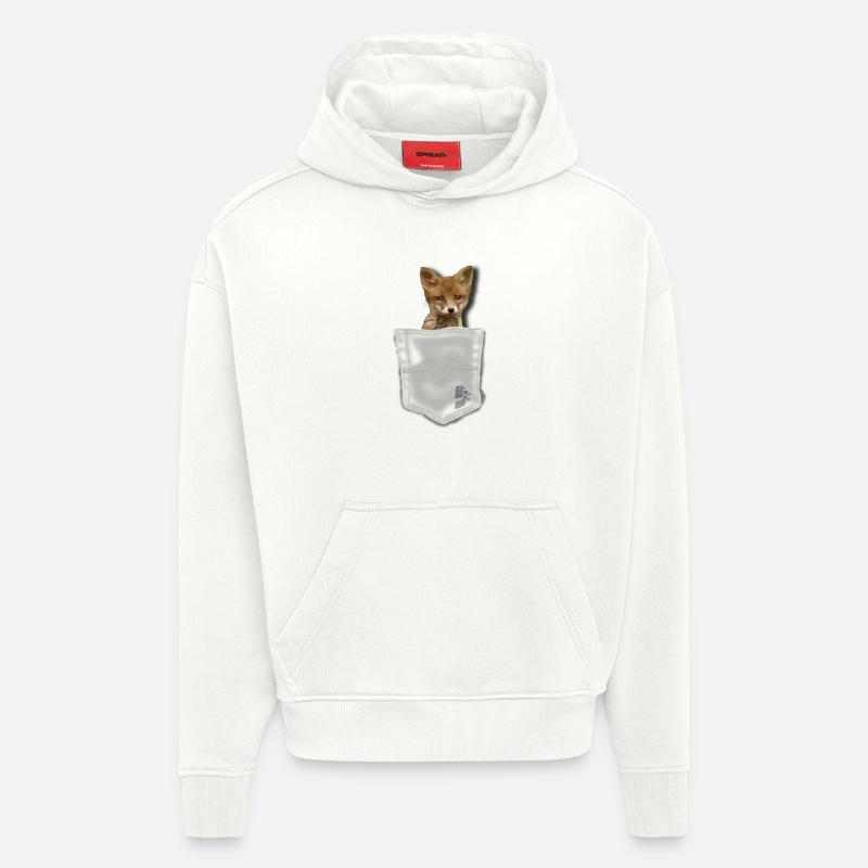 pocket fox by customstyle - Sweat à capuche bio épais oversize fabriqué en UE - OFF WHITE