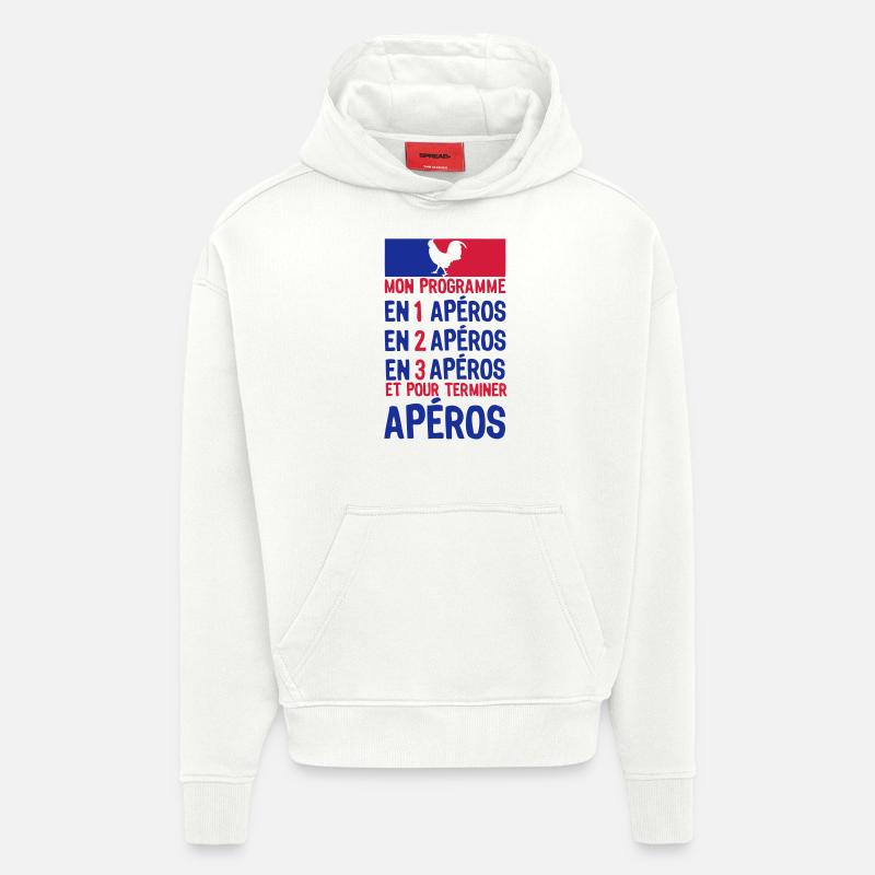 apero alcool election gouvernement progr - Sweat à capuche bio épais oversize fabriqué en UE - OFF WHITE