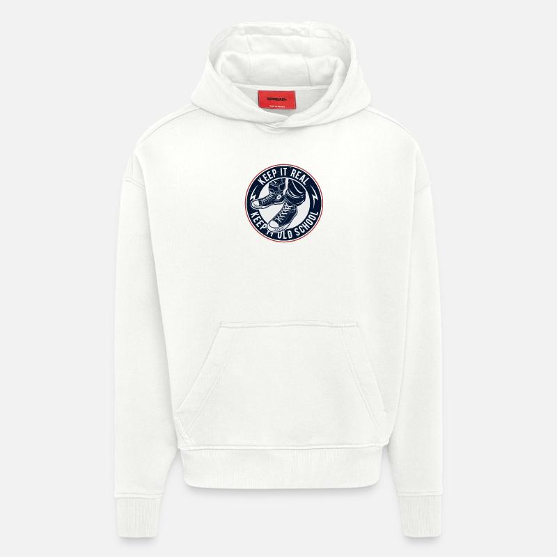 Gardez-la vieille école - Sweat à capuche bio épais oversize fabriqué en UE - OFF WHITE