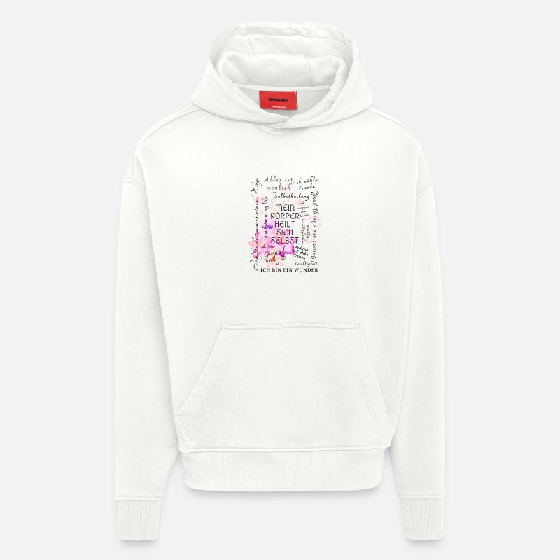 Motivation de guérison - Sweat à capuche bio épais oversize fabriqué en UE - OFF WHITE