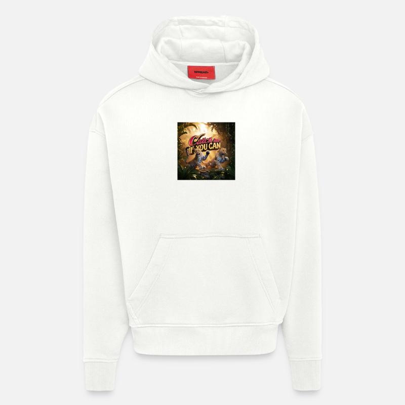 Attrape-moi si tu peux, Léopard - Sweat à capuche bio épais oversize fabriqué en UE - OFF WHITE