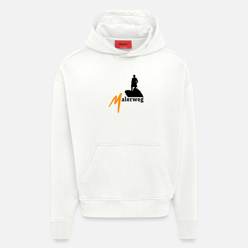 Malerweg, Elbe, Grès, Suisse saxonne - Sweat à capuche bio épais oversize fabriqué en UE - OFF WHITE
