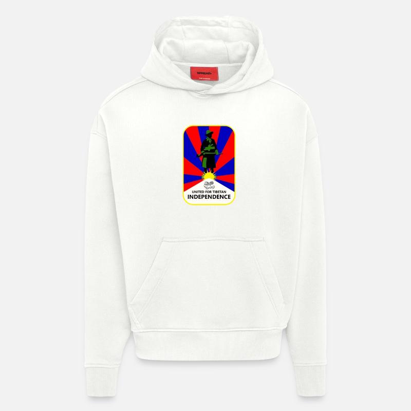 Union populaire pour l’indépendance du Tibet - Sweat à capuche bio épais oversize fabriqué en UE - OFF WHITE