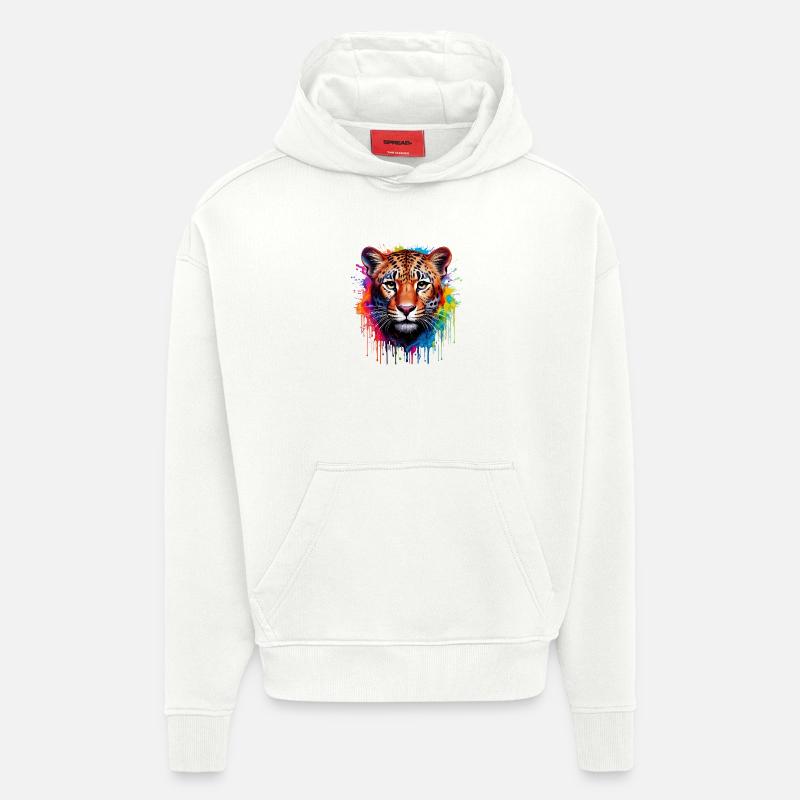 Leopard Farbexplosion Aquarell - Hoodie- made by SPREAD  - OFF WHITE