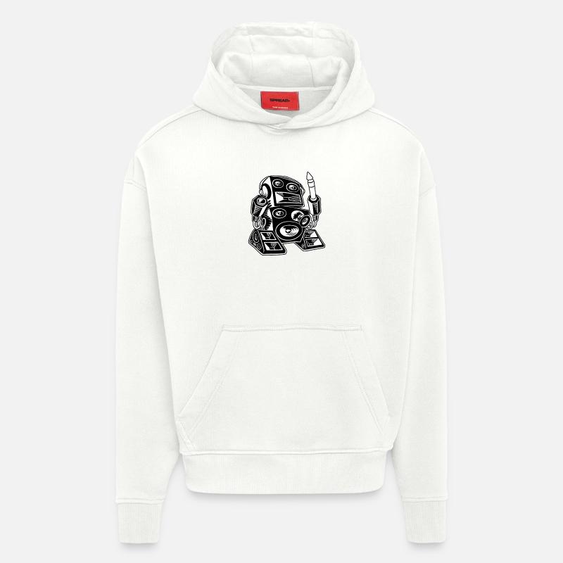 Techno-Robot - Sweat à capuche bio épais oversize fabriqué en UE - OFF WHITE