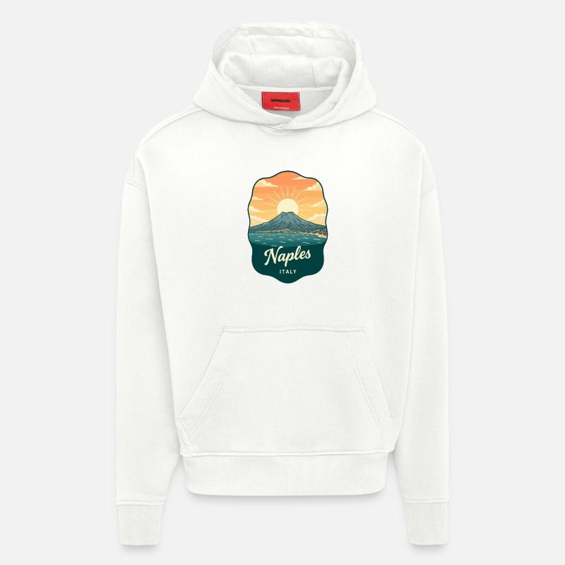 Neapel Mount Vesuvius Retro Reiseabzeichen - Hoodie- made by SPREAD  - OFF WHITE