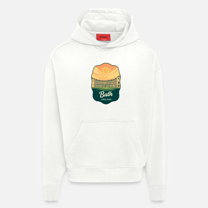 Bath Royal Crescent Retro Sunset Badge - Hoodie- made by SPREAD  - OFF WHITE