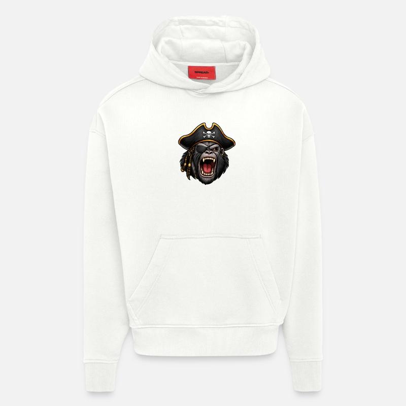 Gorille pirate avec cache-œil - Sweat à capuche bio épais oversize fabriqué en UE - OFF WHITE