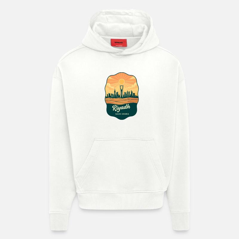 Riyadh Kingdom Centre Retro Sonnenuntergangs-Reiseabzeichen - Hoodie- made by SPREAD - OFF WHITE