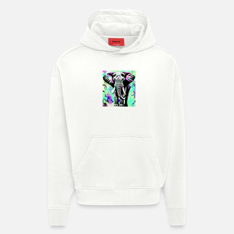 éléphant - Sweat à capuche bio épais oversize fabriqué en UE - OFF WHITE