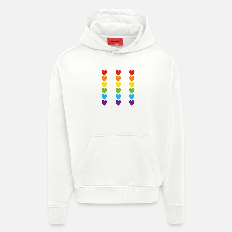 Pride Rainbow Hearts - Hoodie- made by SPREAD - OFF WHITE