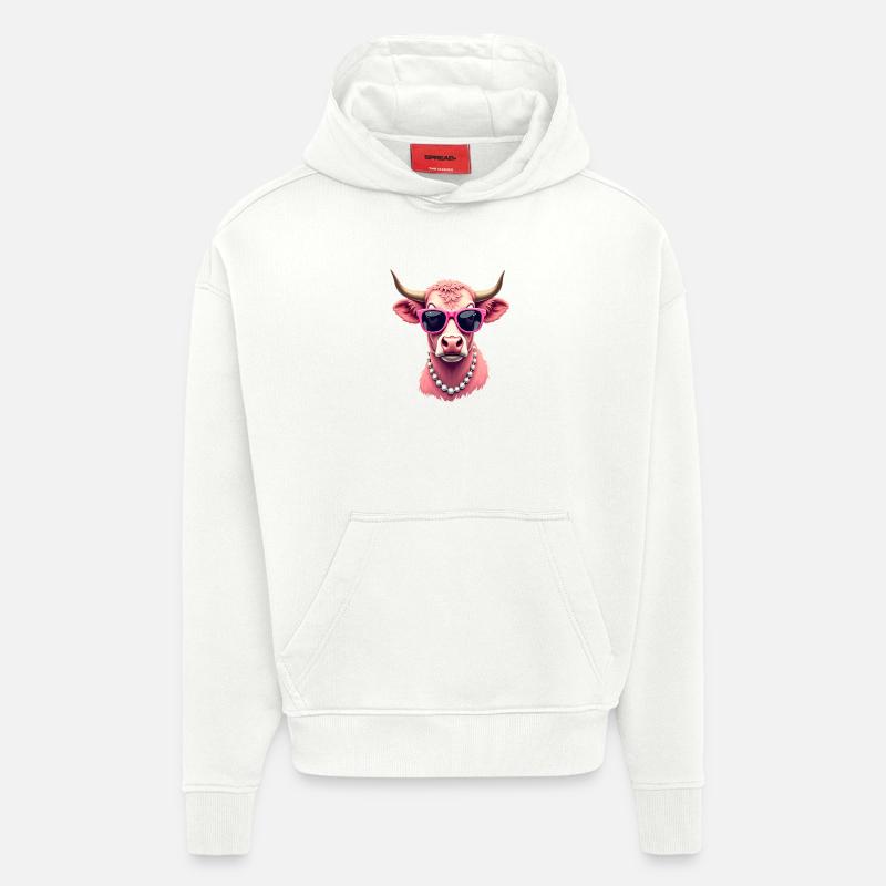Vache - Sweat à capuche bio épais oversize fabriqué en UE - OFF WHITE
