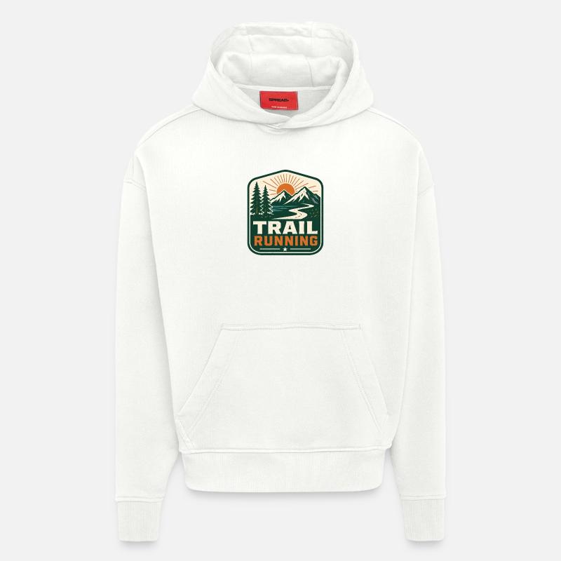 Trail running - Sweat à capuche bio épais oversize fabriqué en UE - OFF WHITE