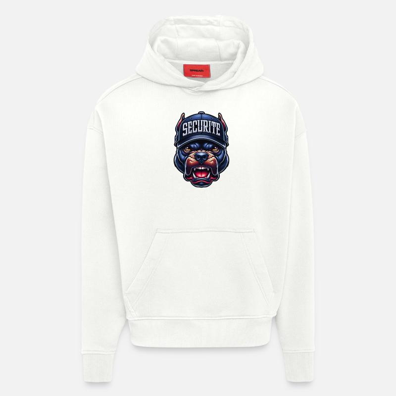 securité pitbull - Sweat à capuche bio épais oversize fabriqué en UE - OFF WHITE
