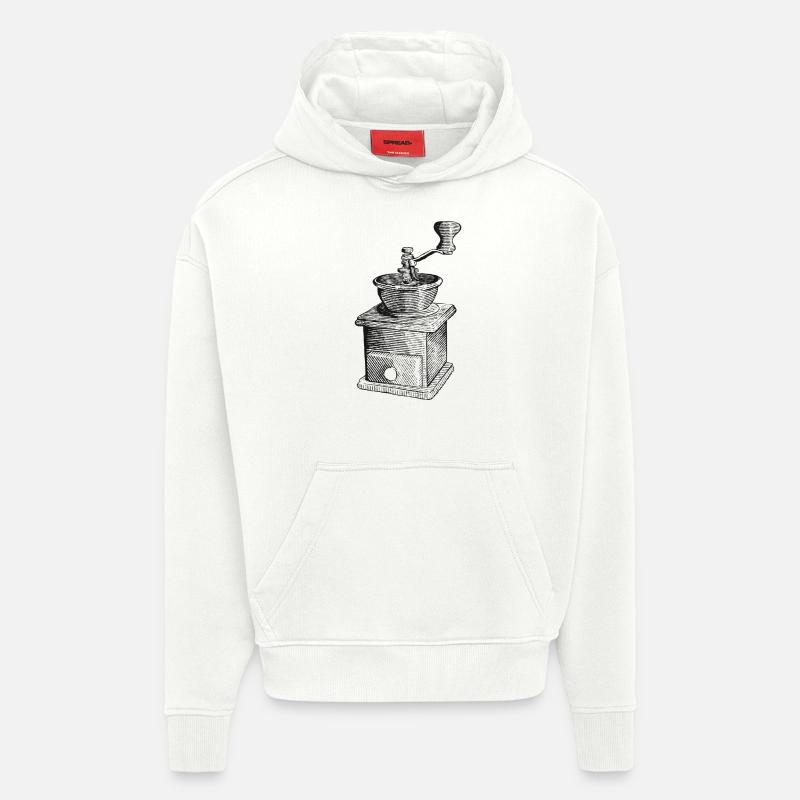 Conception de moulin à café - Sweat à capuche bio épais oversize fabriqué en UE - OFF WHITE