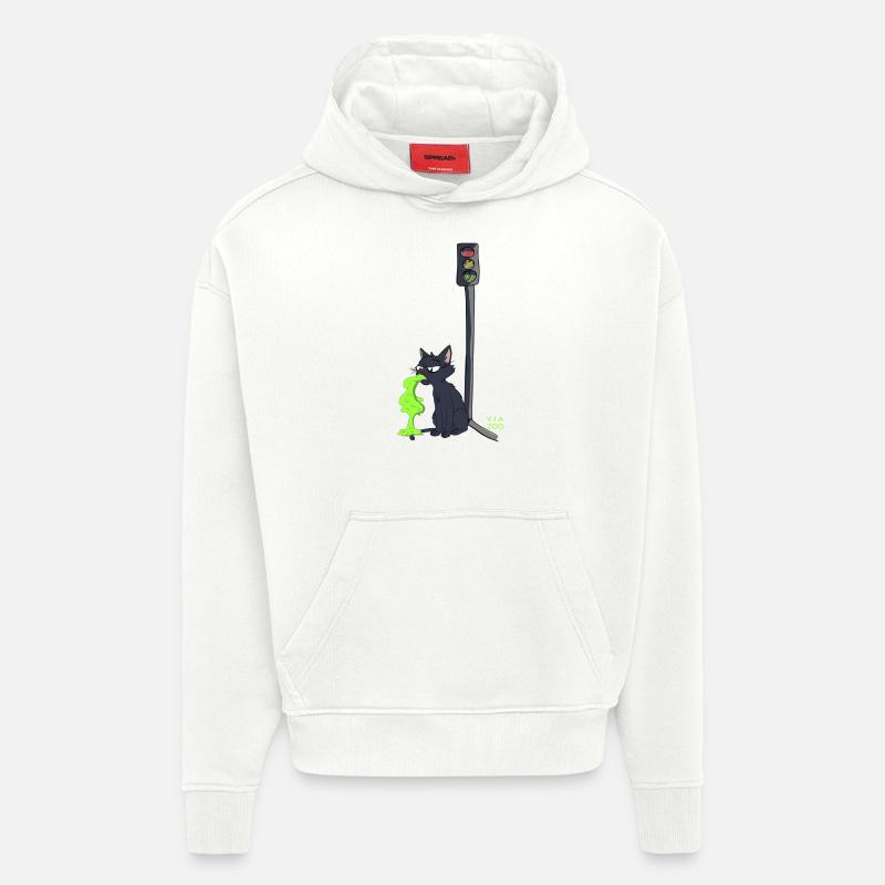 Chat malade Viazoo - Sweat à capuche bio épais oversize fabriqué en UE - OFF WHITE